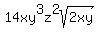 14xy%5E3z%5E2sqrt%282xy%29