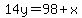 14y=98%2Bx
