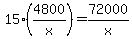 15%2A%284800%2Fx%29=72000%2Fx