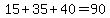 15%2B35%2B40=90
