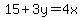 15%2B3y=4x