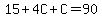 15%2B4C%2BC=90