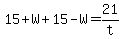 15%2BW%2B15-W=21%2Ft