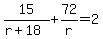 15%2F%28r%2B18%29%2B72%2Fr=2