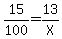 15%2F100+=+13%2FX