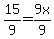 15%2F9+=+9x%2F9