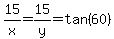 15%2Fx=15%2Fy=tan%2860%29