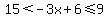 15%3C-3x%2B6%3C=9