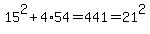 15%5E2%2B4%2A54=441=21%5E2