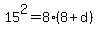 15%5E2+=+8%288%2Bd%29
