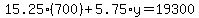 15.25%28700%29%2B5.75%2Ay=19300