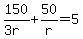 150%2F%283r%29%2B50%2Fr=5