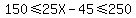150%3C=++25X+-45%3C=250+