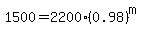 1500=2200%280.98%29%5Em