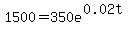 1500=350e%5E%280.02t%29