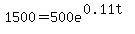 1500=500e%5E%280.11t%29