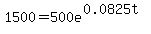 1500+=+500e%5E%280.0825t%29