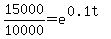 15000%2F10000=e%5E%280.1t%29
