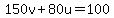 150v%2B80u=100