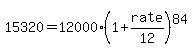 15320=12000%2A%281%2Brate%2F12%29%5E84