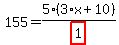 155=5%2Fhighlight_red%28+1+%29%2A%283%2Ax%2B10%29