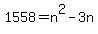 1558+=+n%5E2-3n