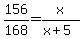 156%2F168+=+x%2F%28x%2B5%29