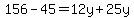 156-45=12y%2B25y