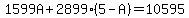 1599A%2B2899%285-A%29=10595