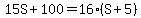 15S%2B100+=+16%28S%2B5%29