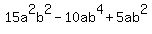 15a%5E2b%5E2-10ab%5E4%2B5ab%5E2