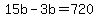 15b+-+3b+=+720