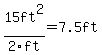 15ft%5E2%2F2ft=7.5ft