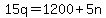 15q+=+1200%2B5n