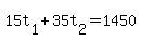 15t%5B1%5D%2B35t%5B2%5D=1450