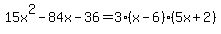 15x%5E2-84x-36=3%28x-6%29%285x%2B2%29