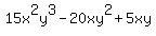 15x%5E2y%5E3+-+20xy%5E2+%2B+5xy