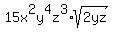 15x%5E2y%5E4z%5E3%2Asqrt%282yz%29