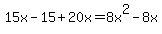 15x-15%2B20x=8x%5E2-8x