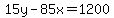 15y-85x=1200