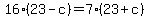 16%2823-c%29=7%2823%2Bc%29