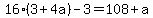 16%283%2B4a%29-3=108%2Ba