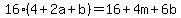 16%284%2B2a%2Bb%29=16%2B4m%2B6b