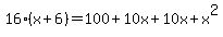 16%28x%2B6%29=100%2B10x%2B10x%2Bx%5E2