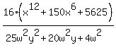 16%28x%5E12+%2B+150x%5E6+%2B+5625%29%2F%2825w%5E2y%5E2+%2B+20w%5E2y+%2B+4w%5E2%29