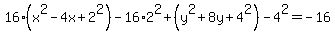 16%28x%5E2-4x%2B2%5E2%29-16%2A2%5E2%2B%28y%5E2%2B8y%2B4%5E2%29-4%5E2=-16