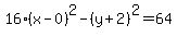 16%28x-0%29%5E2-%28y%2B2%29%5E2=64