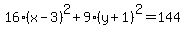 16%28x-3%29%5E2%2B9%28y%2B1%29%5E2=144