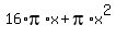 16%2Api%2Ax+%2B+pi%2Ax%5E2%29+=+54