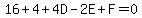 16%2B4%2B4D-2E%2BF=0